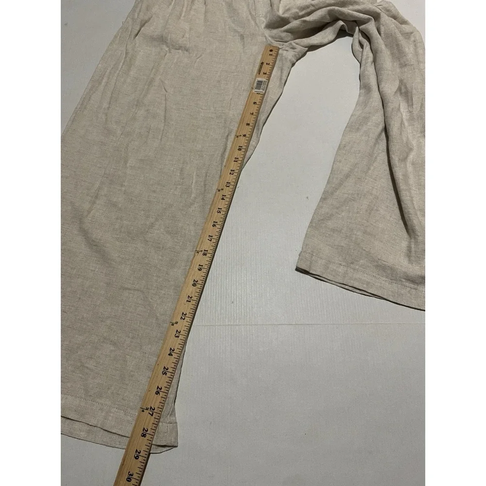 Banana Republic Linen Blend Pants Size 10 X 28.5 Women's Wide Leg Beige Paperbag